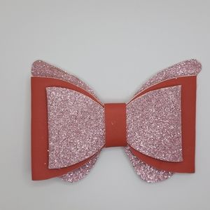 Sparkling Pink Delight: Set of Two Glitter Hair Bows for Stylish Accents